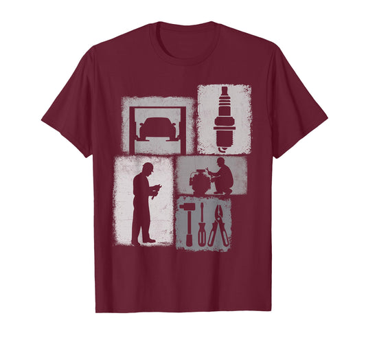 Mechanic Vintage Collage Auto Technician Men T-Shirt