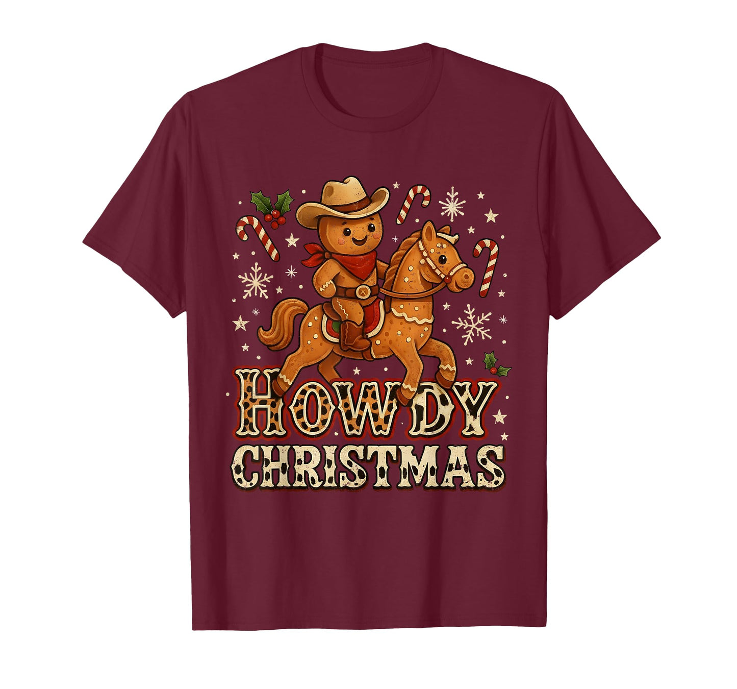 Howdy Christmas Cowboy Gingerbread Design T-Shirt