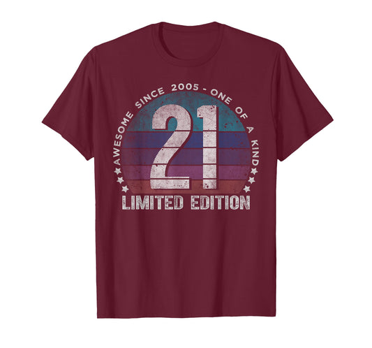 21 Year Old Gifts Vintage 2005 Limited Edition 21st Birthday T-Shirt
