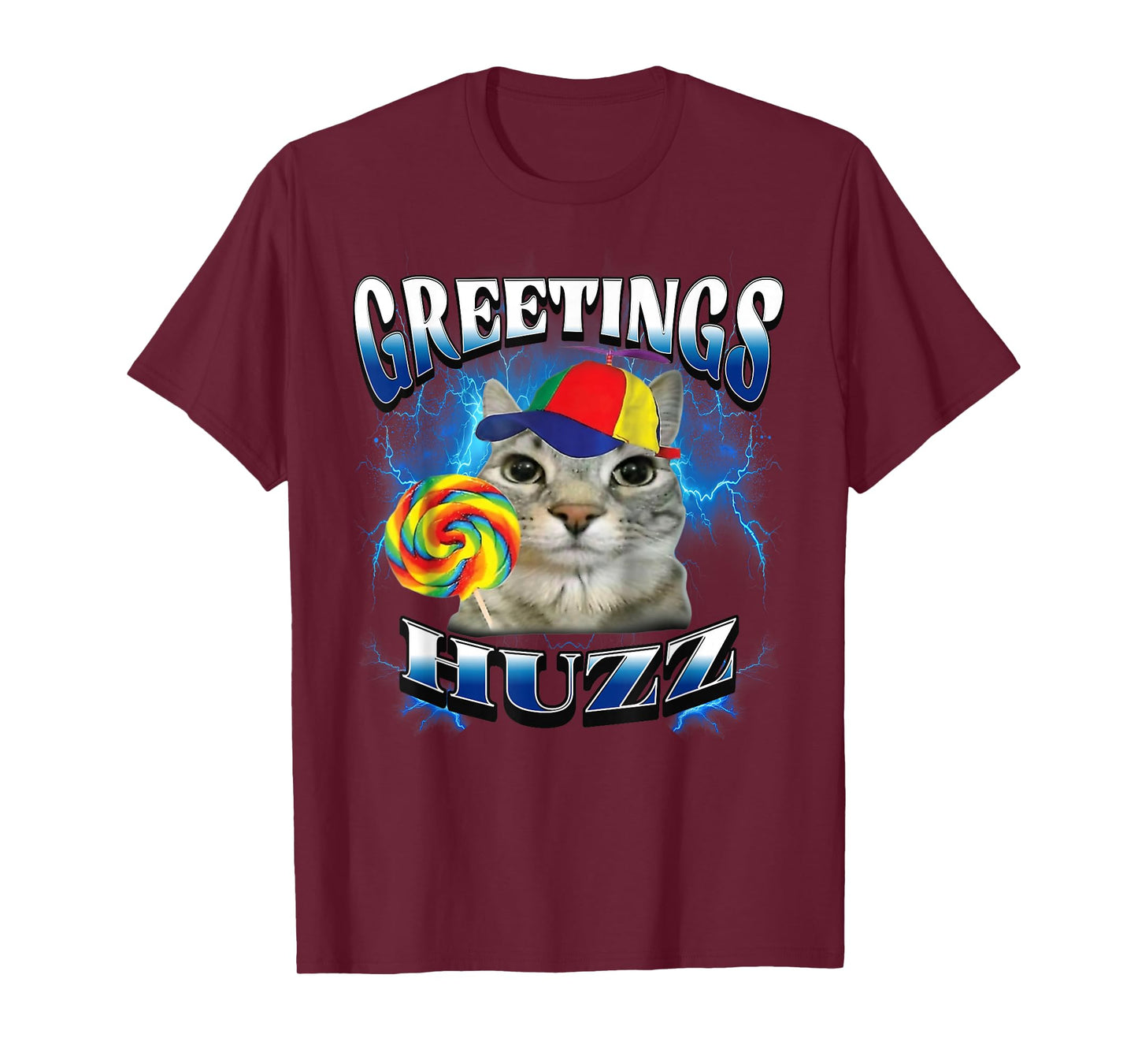 Greetings Huzz Funny Lollipop Cat Meme T-Shirt