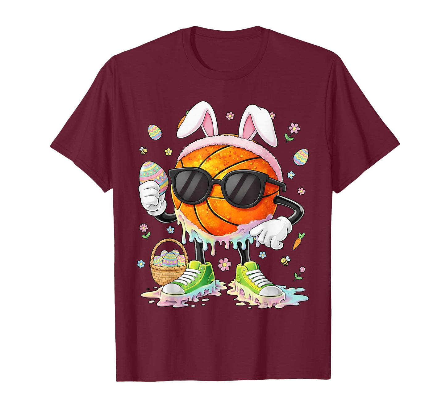 Happy Easter Funny Easter Bunny Basketball Men Boy Kid T-Shirt