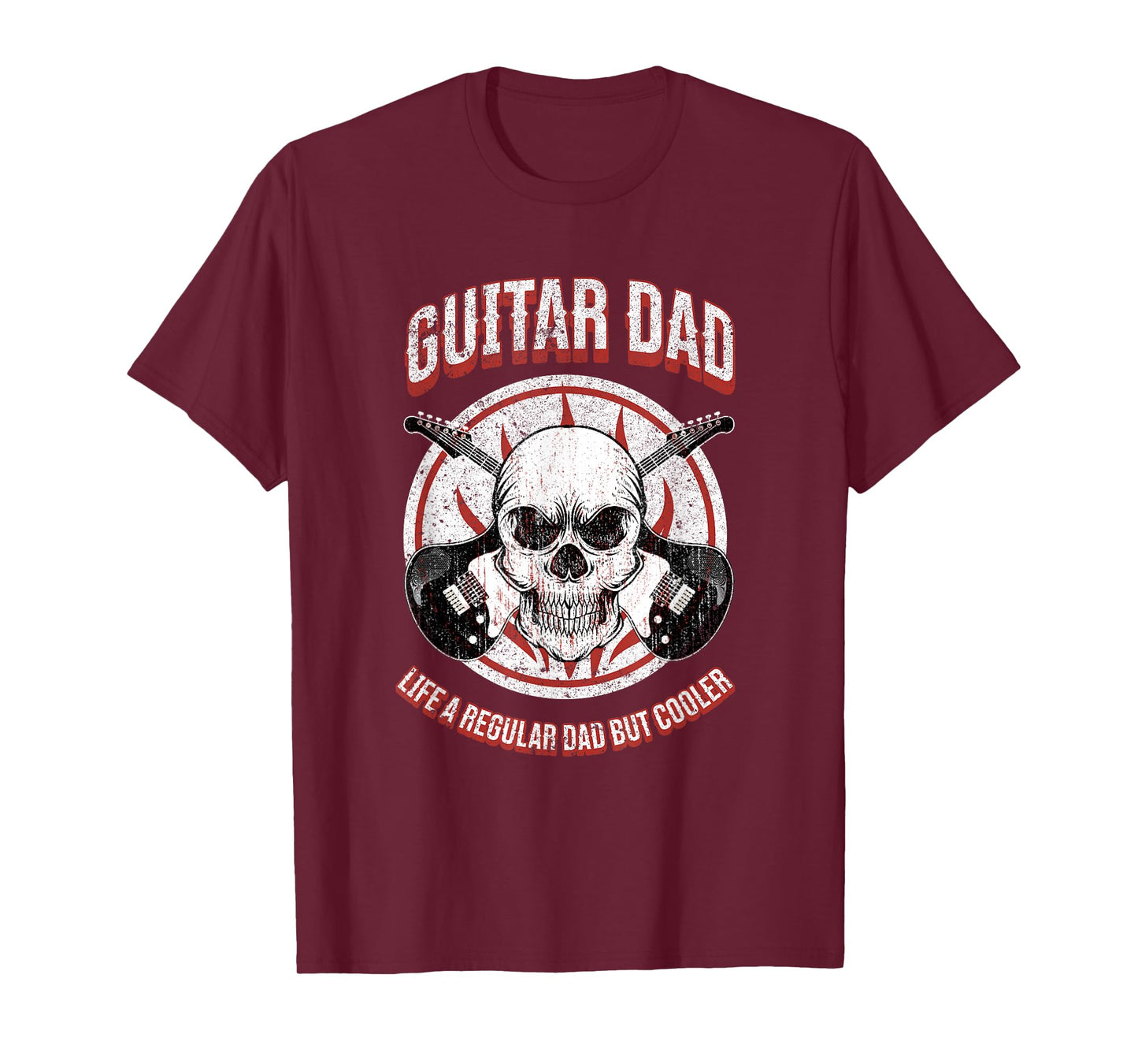 Vintage Guitar Dad Skull Rock Music Funny Father Design T-Shirt