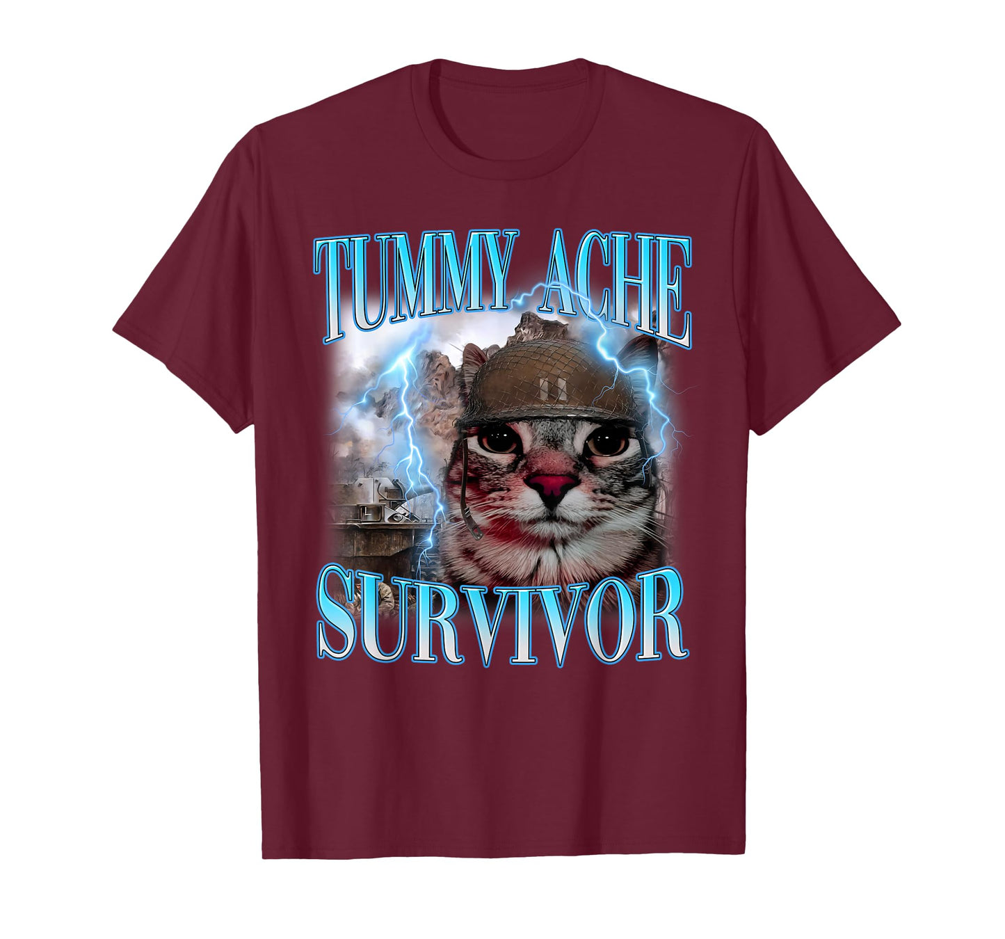 Tummy Ache Survivor Shirt Funny Meme Shirt Funny Cat Humor T-Shirt