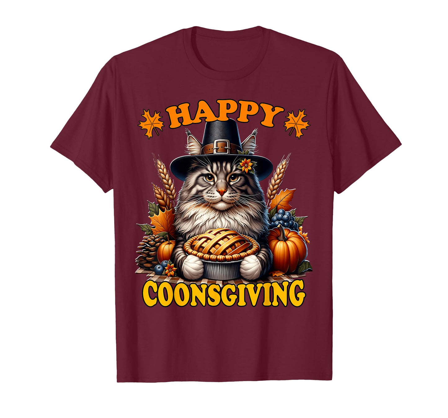 Thanksgiving Maine Coon Cat T-Shirt