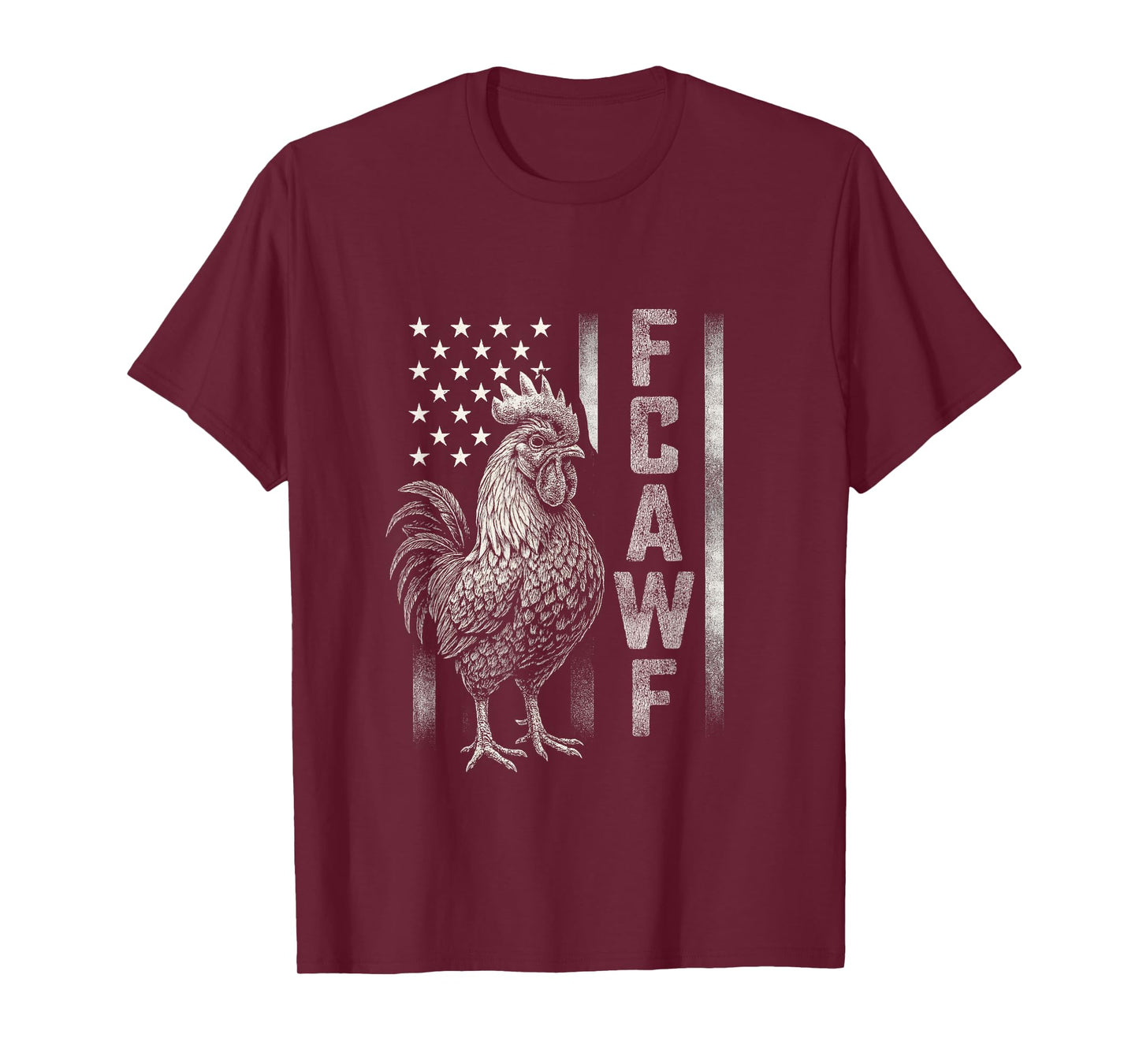 Funny Caw Chicken Meme Rooster Humor Quote USA Flag T-Shirt