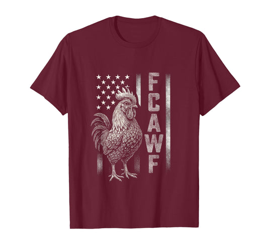 Funny Caw Chicken Meme Rooster Humor Quote USA Flag T-Shirt