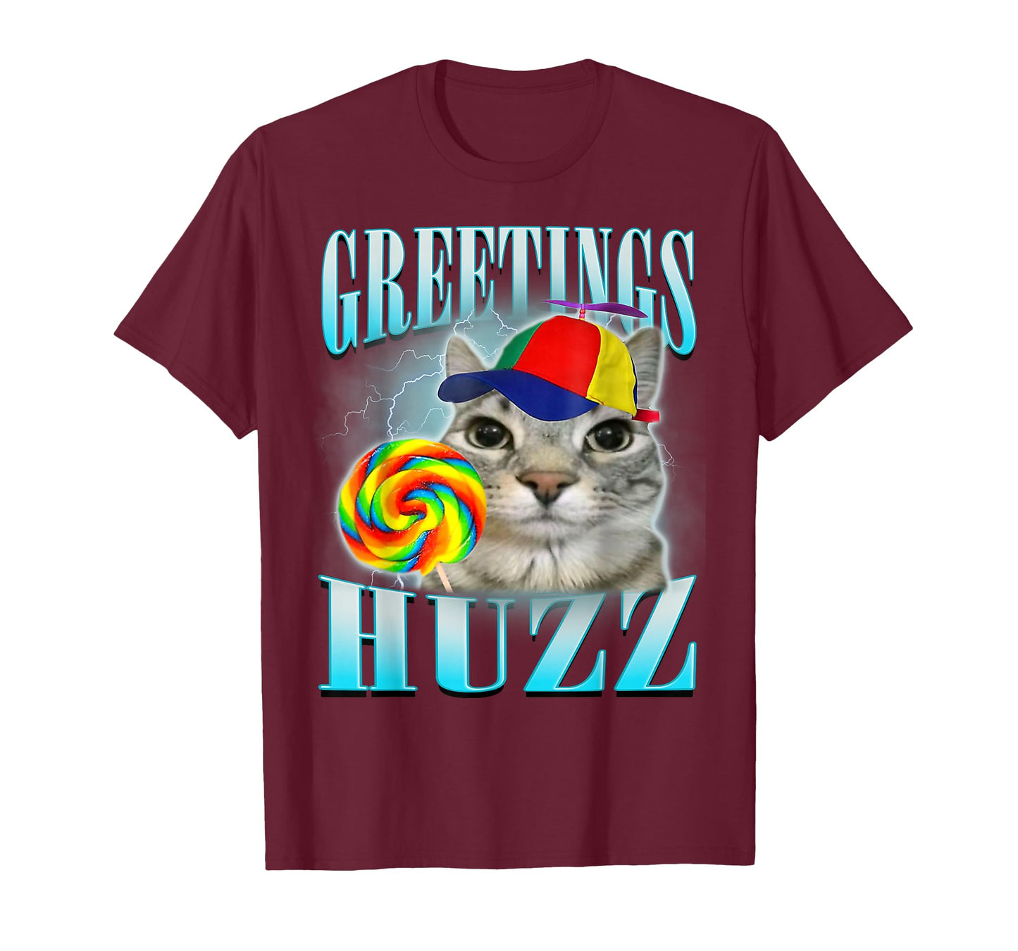 Lollipop Cat Meme Greetings Huzz Funny Silly Cats Humor T-Shirt