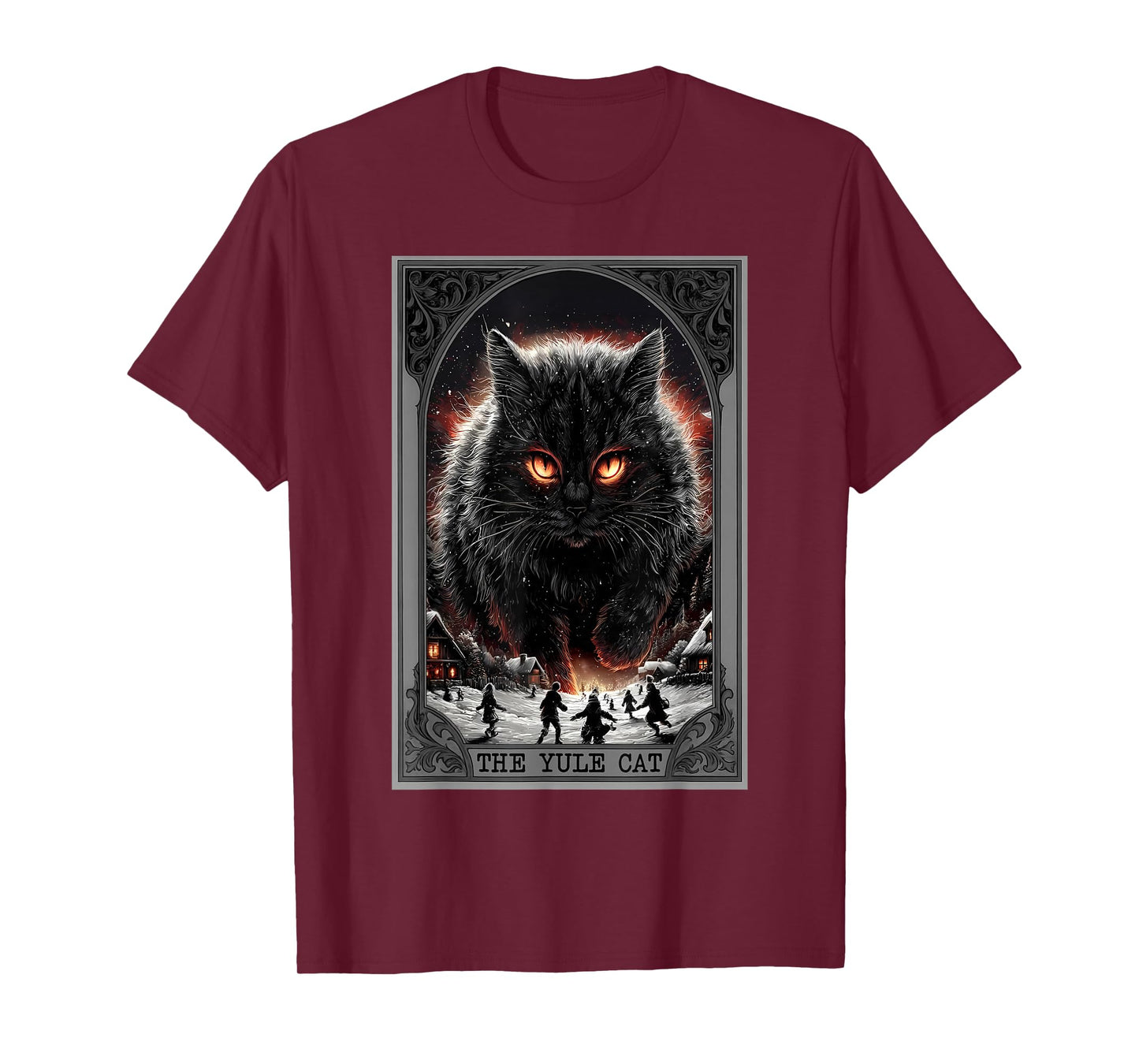 Creepmas Vintage The Yule Cat Tarot Card Dark Christmas T-Shirt