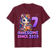 7 Year Old Girl Awesome Since 2019 Unicorn 7th Birthday Girl T-Shirt