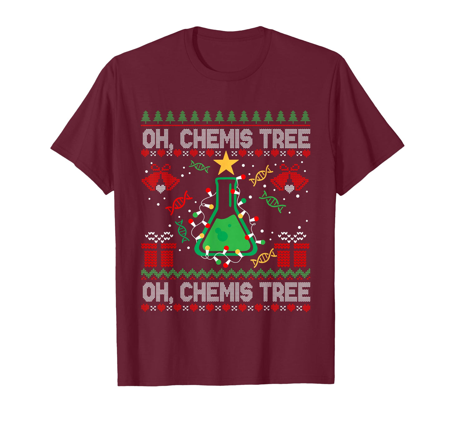 Ugly Oh Chemistree Christmas Chemistry Teacher Science Xmas T-Shirt