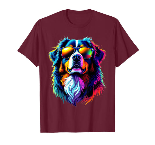 Funny Bernese Mountain Dog weaaring Sunglasses Pop Art T-Shirt