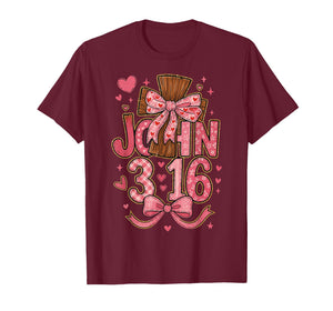 HUGvyn John 3:16 Valentine Loved Christian Preppy Coquette T-Shirt