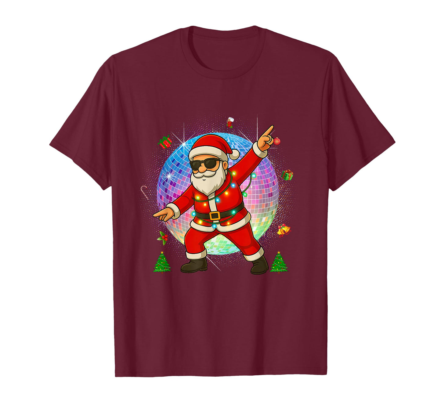 Funny Disco Santa Xmas Lights Girls Boys Kids Christmas T-Shirt