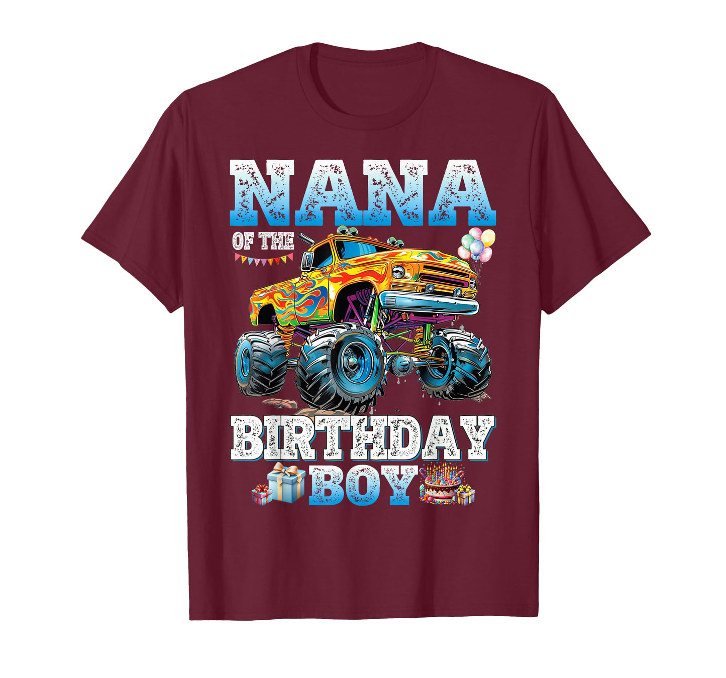 Nana of The Birthday Boy Monster Truck Birthday Family T-Shirt