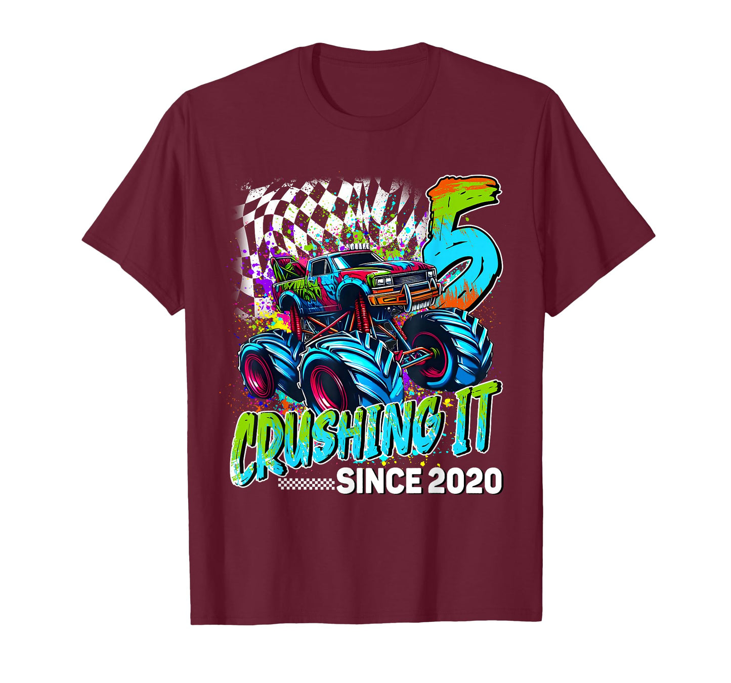 Monster Truck Crushing It 5th Birthday Since 2020 for Kids T-Shirt