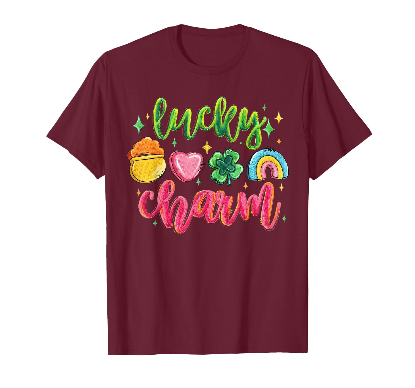 St Patrick's Day Lucky Charm Shamrock Rainbow Women Kids T-Shirt