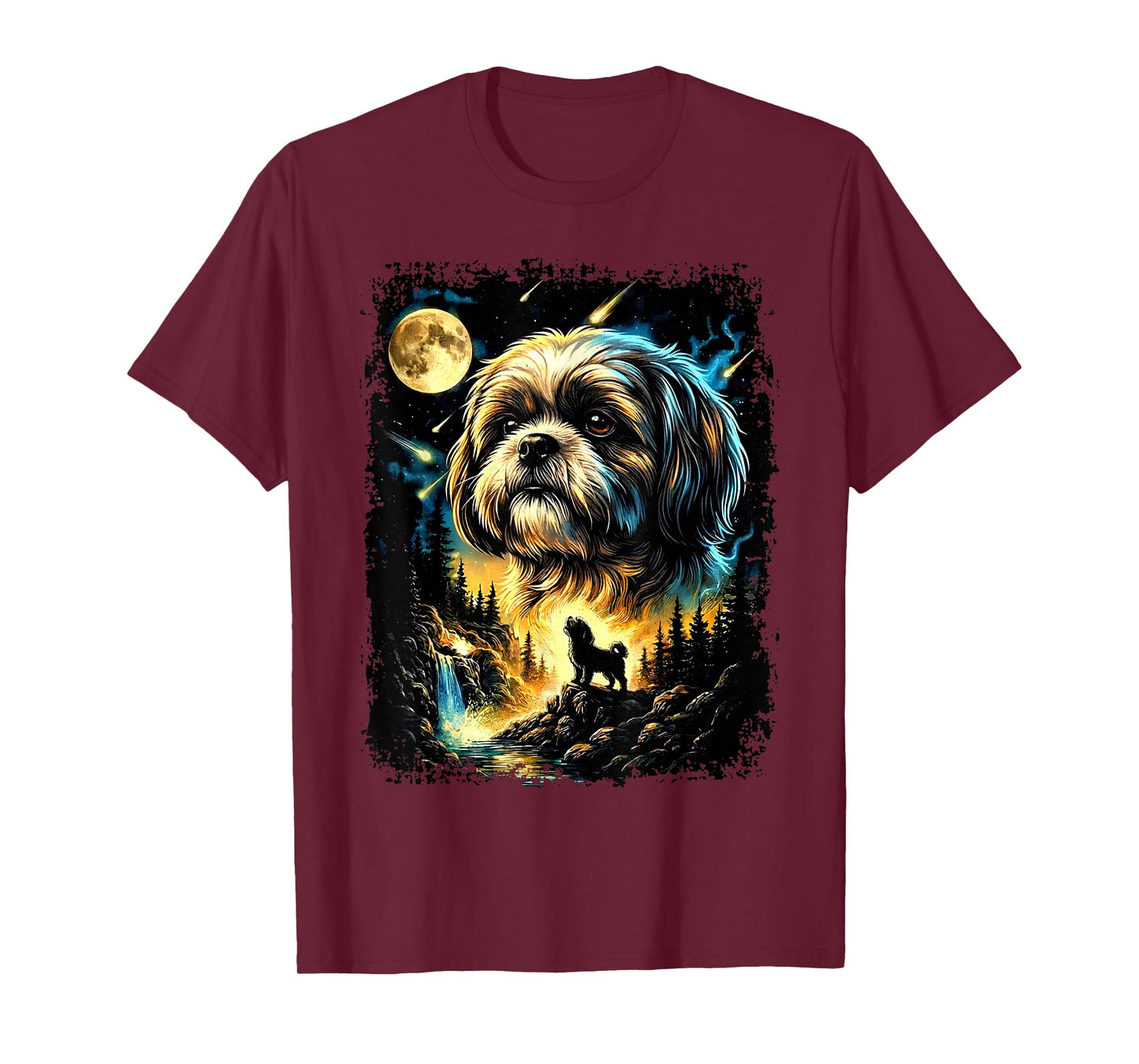Vintage 90s Shih Tzu Howling At The Moon Shih Tzu Dog Mom T-Shirt