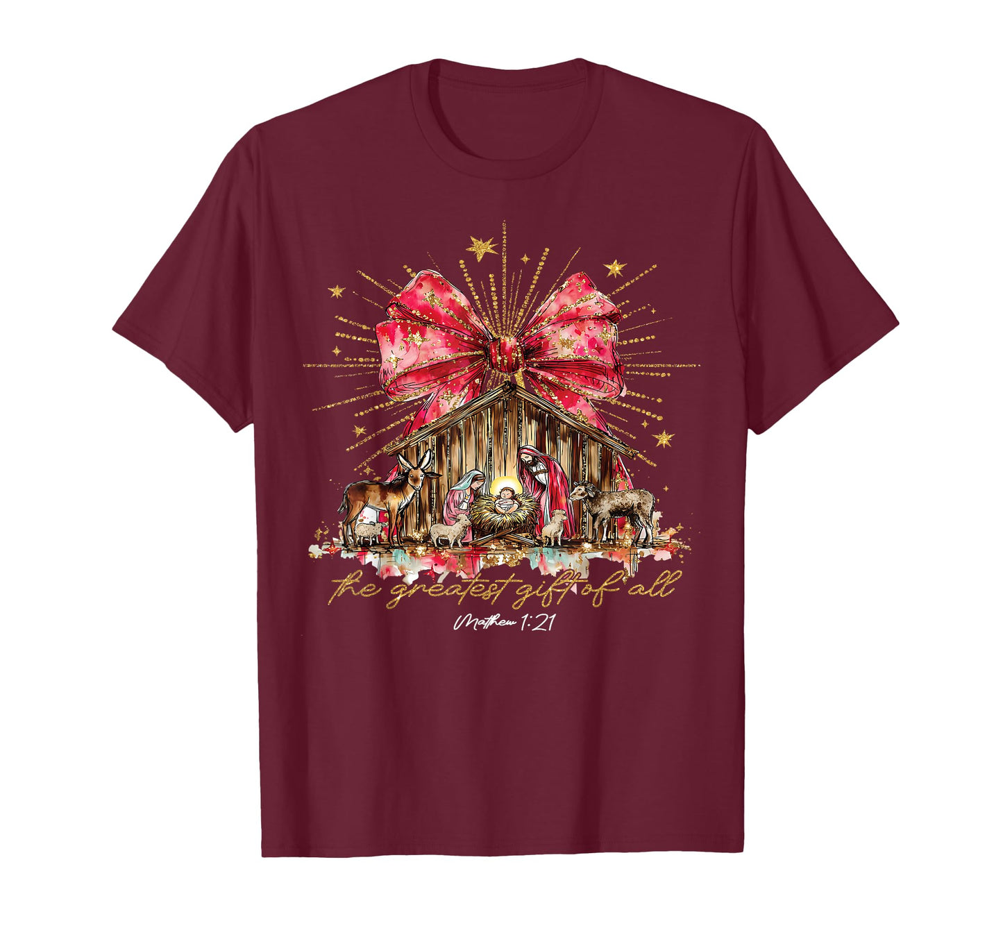 The Greatest Gift of All Nativity Scene Christian Christmas T-Shirt
