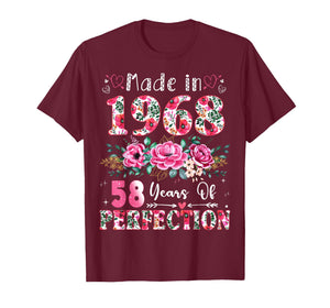 58 Year Old Made in 1968 Floral 58th Birthday Women T-Shirt