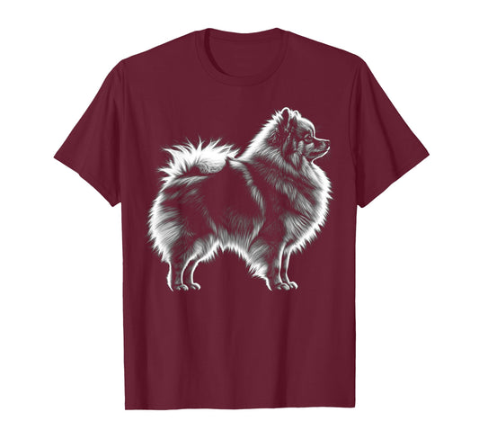 Retro Pomeranian Silhouette Cute Pomeranian Funny Dog Owner T-Shirt
