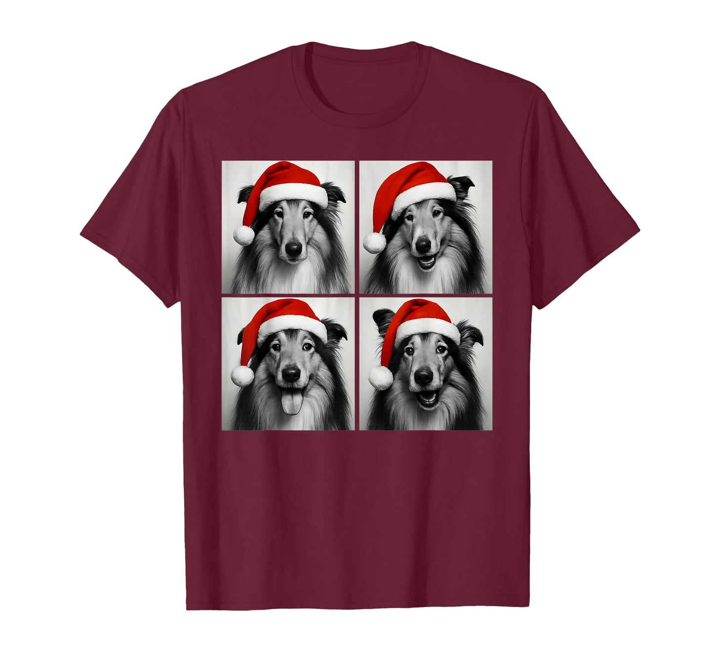 Funny Christmas Rough Collie Santa Dog Lover Photo Booth T-Shirt