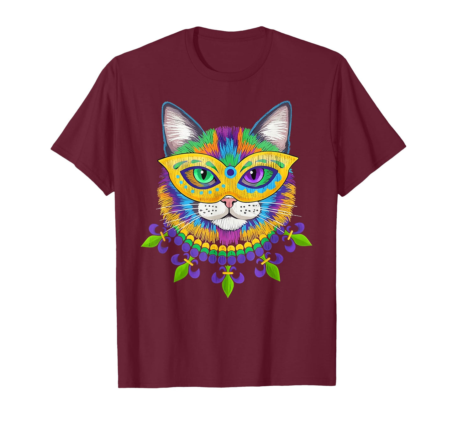 Mardi Gras Cat Mask for Women Girls Cat Lovers Carnival T-Shirt