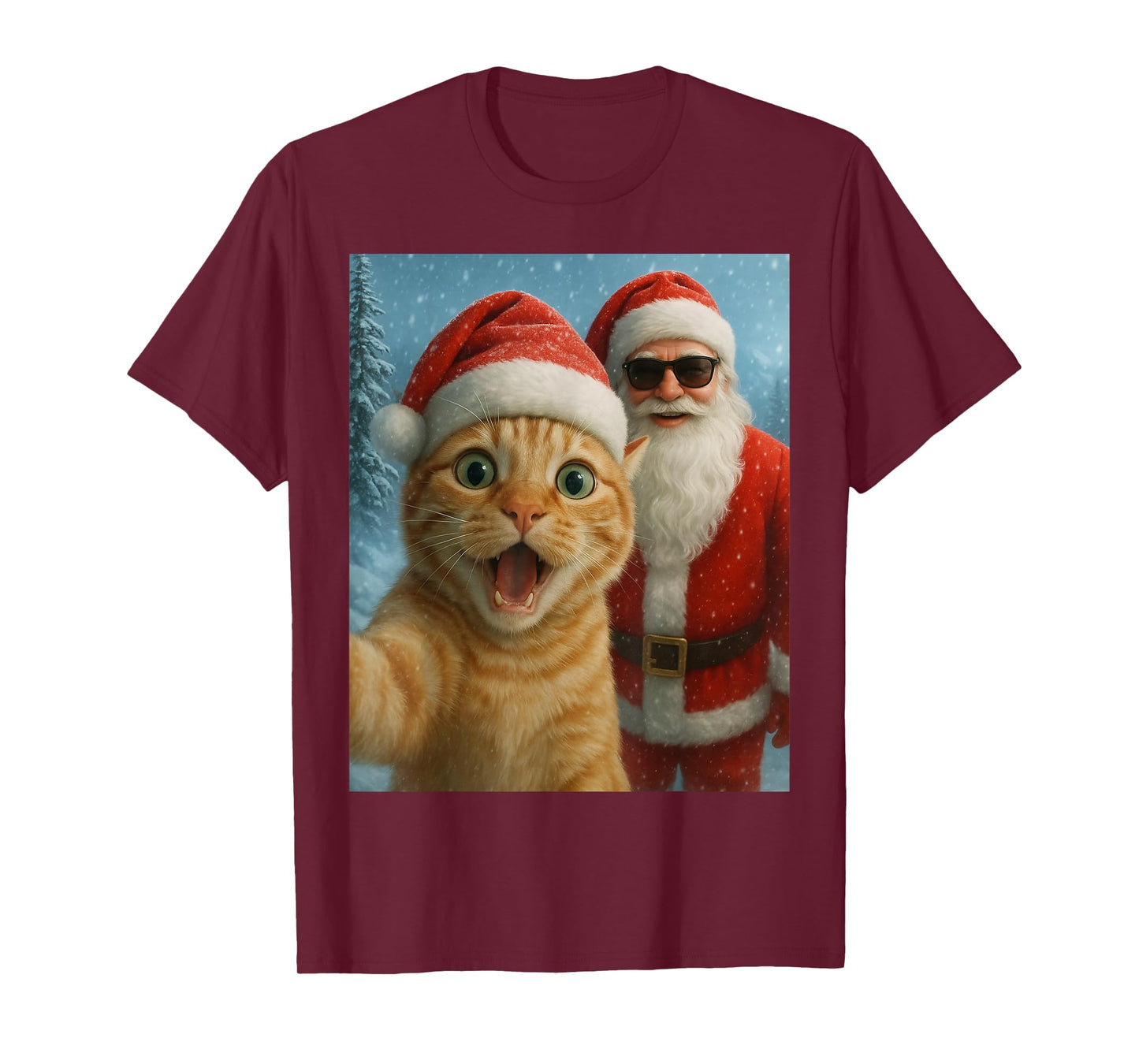 Funny Cat Selfie with Santa Claus Christmas Meme Xmas Kids T-Shirt