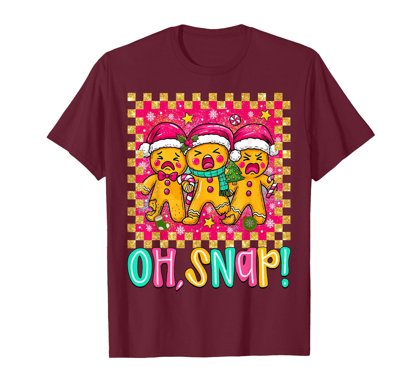 Oh Snap Christmas Gingerbread Man Funny Xmas Cookie Baking T-Shirt