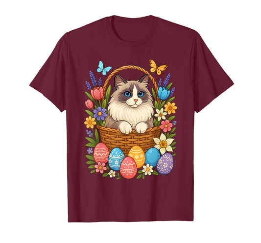 Ragdoll Cat Lover, Ragdoll Easter Eggs & Flowers, Cat Owner T-Shirt