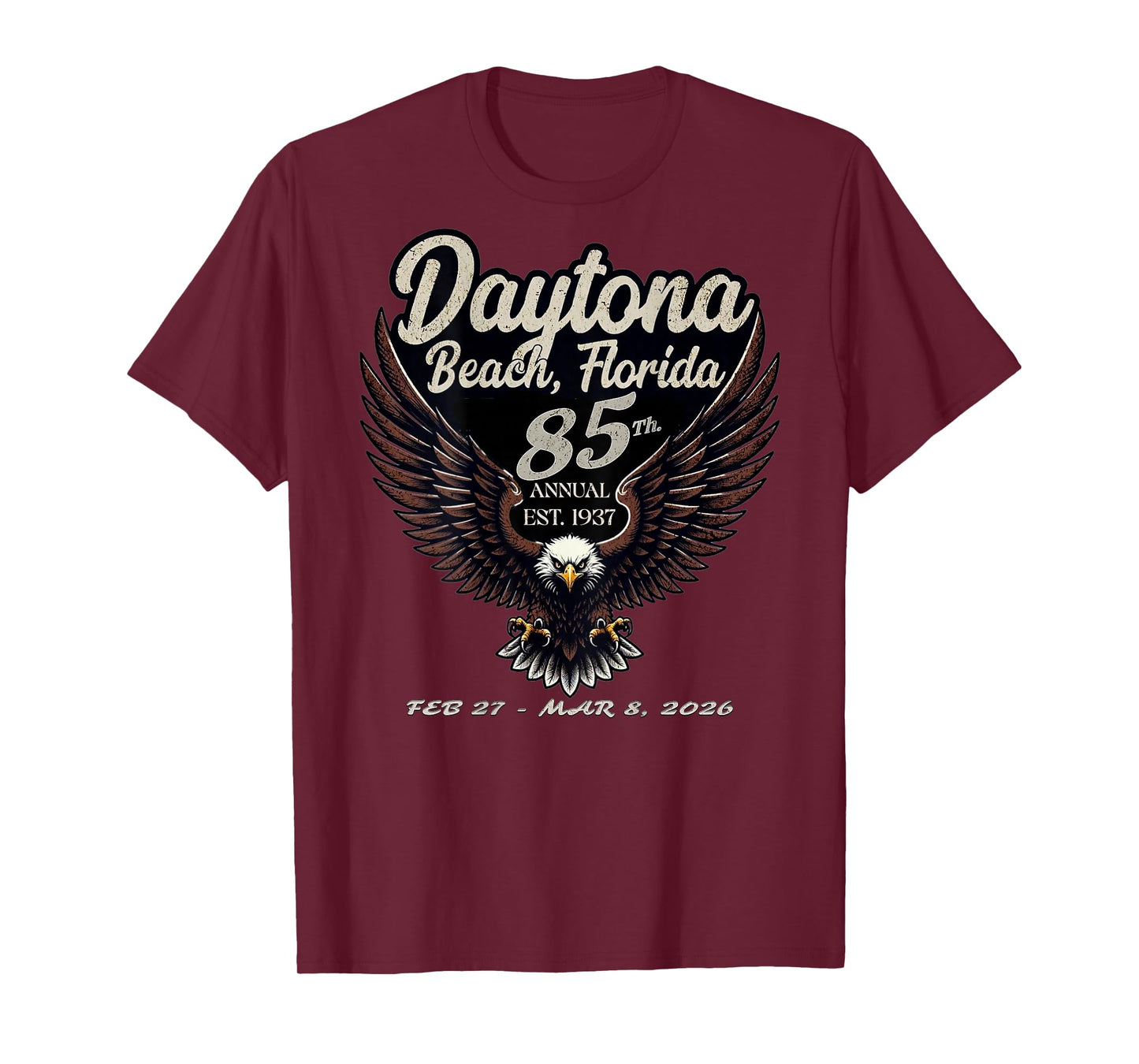 2026 Daytona Beach, Florida, 85th Anniversary Art On Back T-Shirt