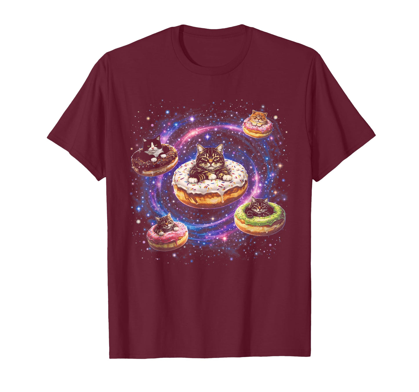 Cat Donut 90s Vintage Graphic Retro Cats in Space Tee T-Shirt