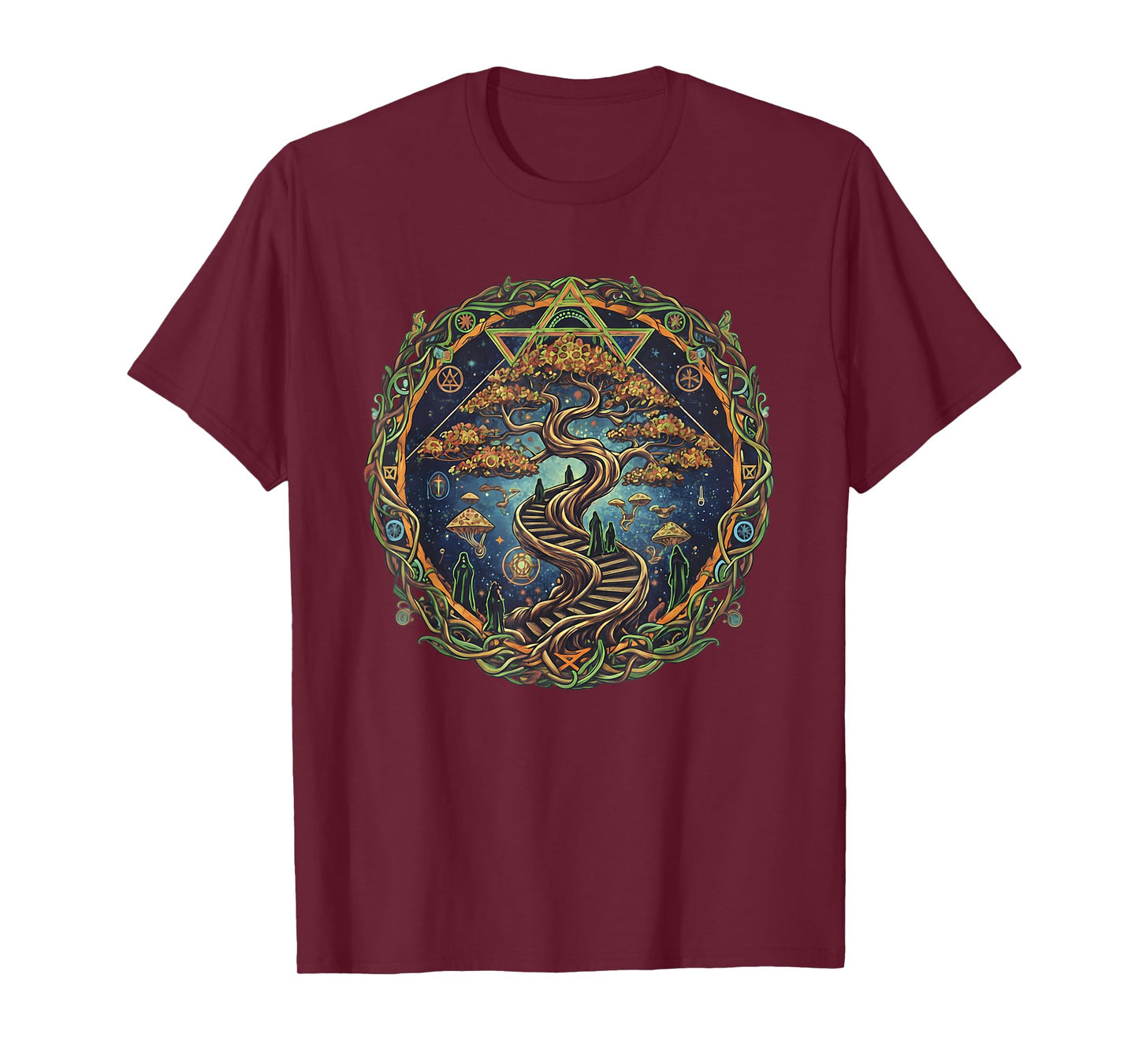 Psychedelic Bonsai Stairway Mindful Art Design T-Shirt