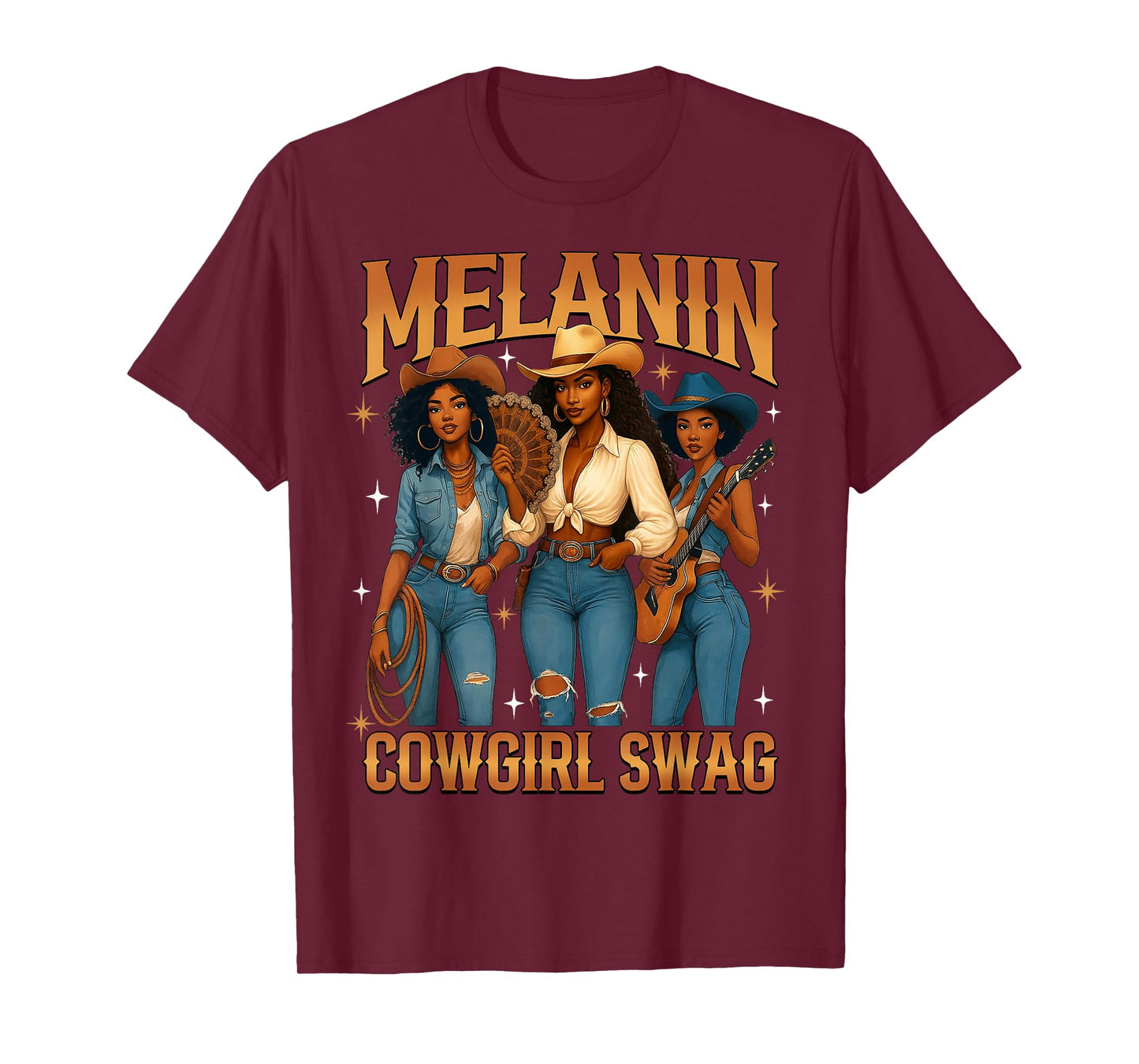 Melanin Black Cowgirl Magic Western Juneteenth Black History T-Shirt