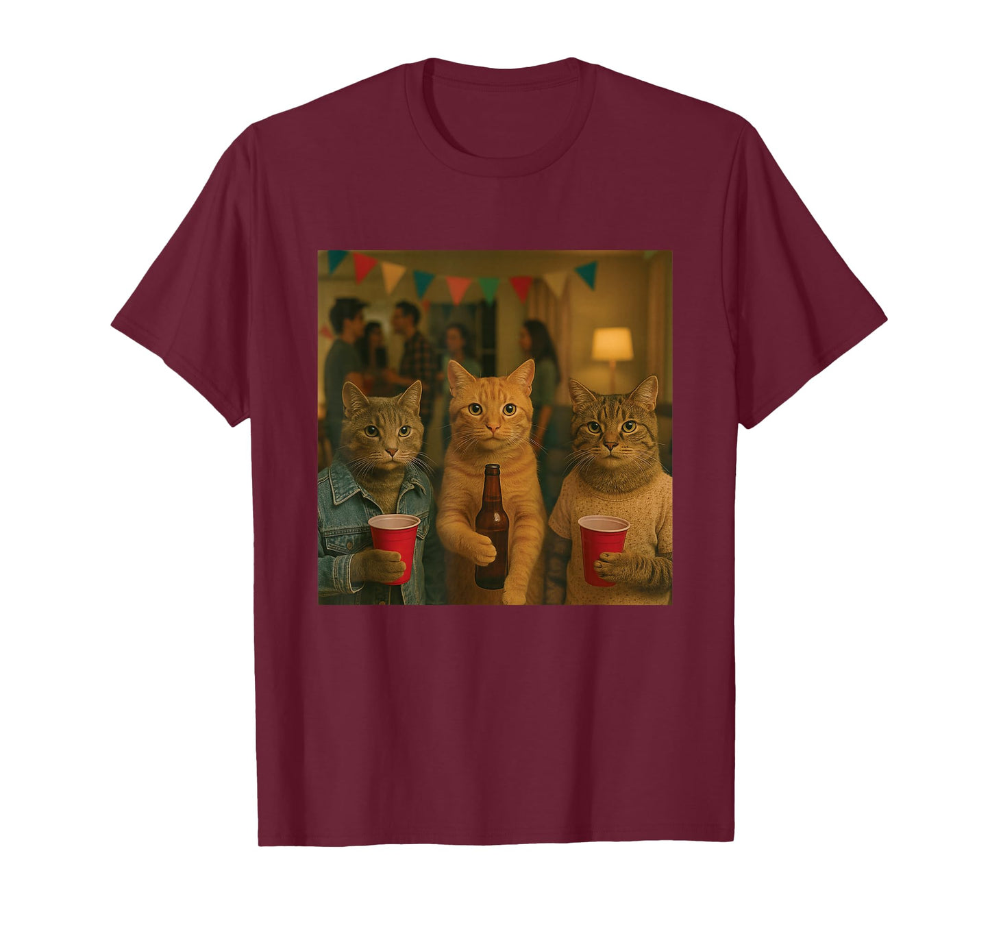 Funny Cat Party Cats Photo Funny Retro Vintage Aesthetic T-Shirt