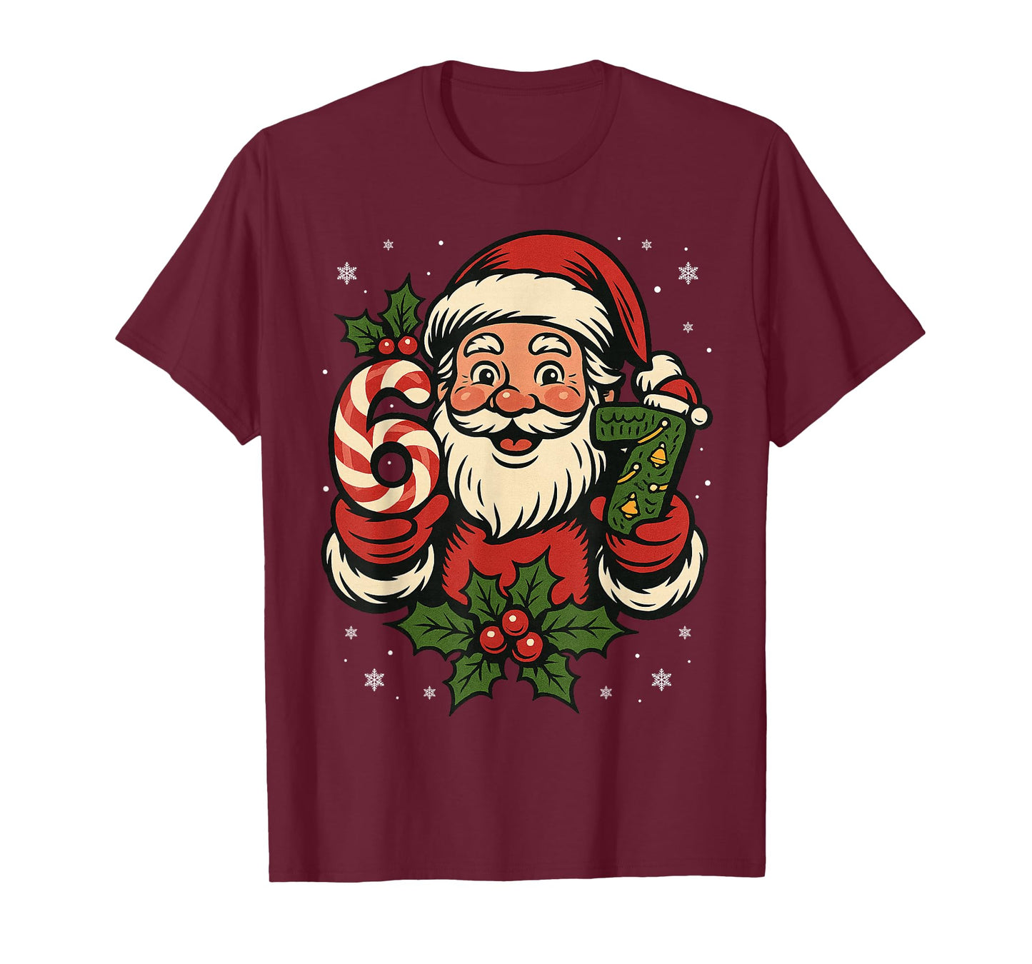 67 Six Seven Meme Christmas Santa Funny Candy Cane Santa T-Shirt