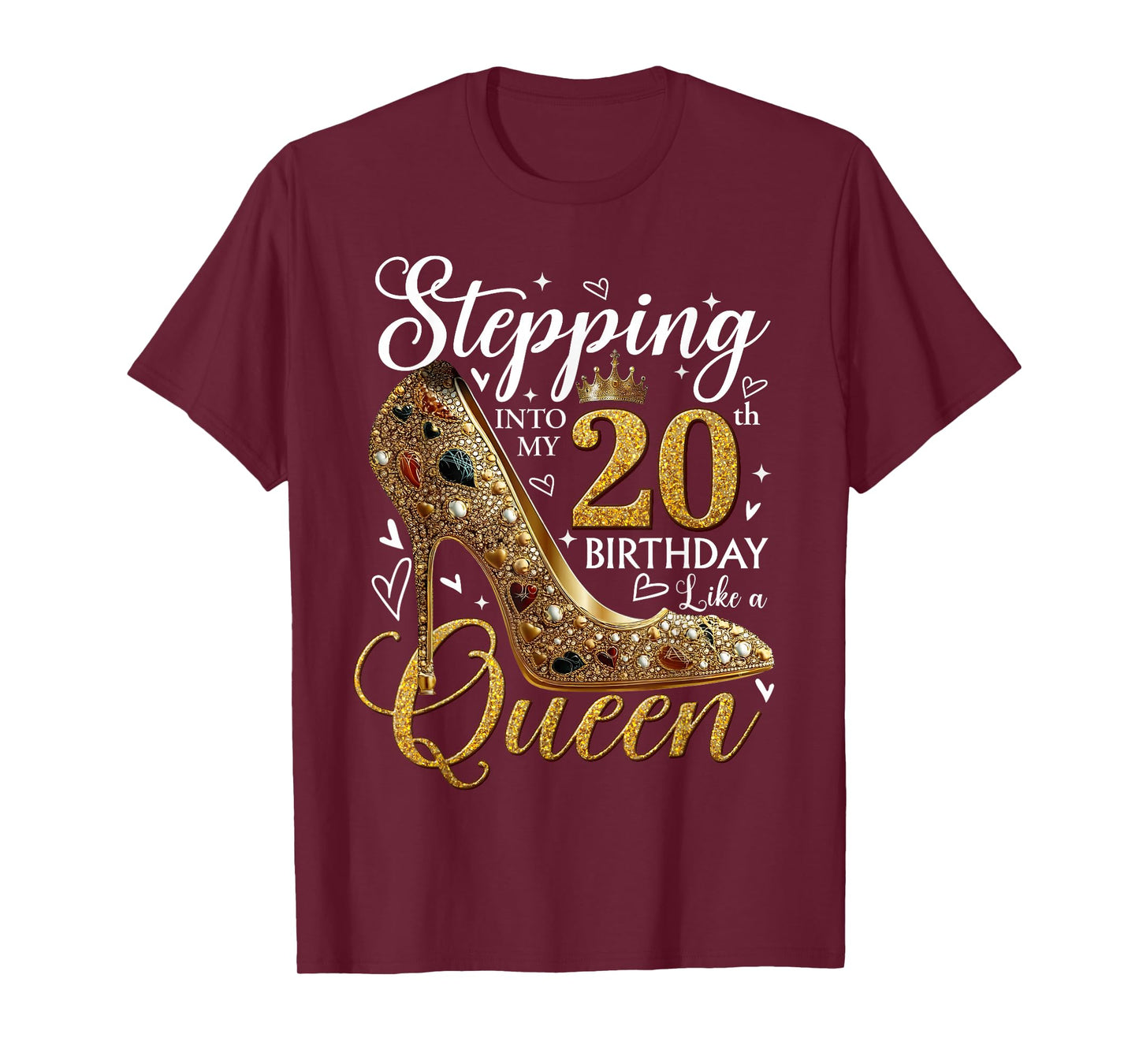 Stepping Into My 20th Birthday Queen Women Girls 20 Year Old T-Shirt