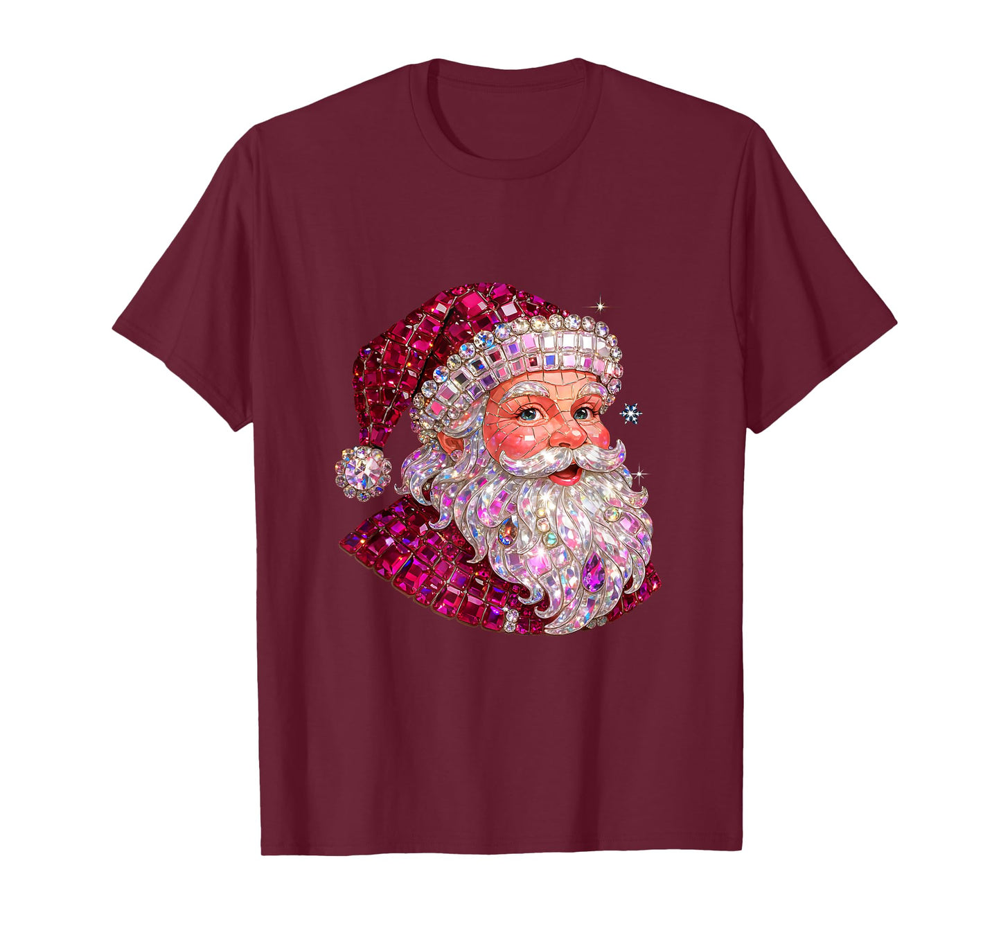 Pink Sparkle Santa Christmas Aesthetic Design T-Shirt