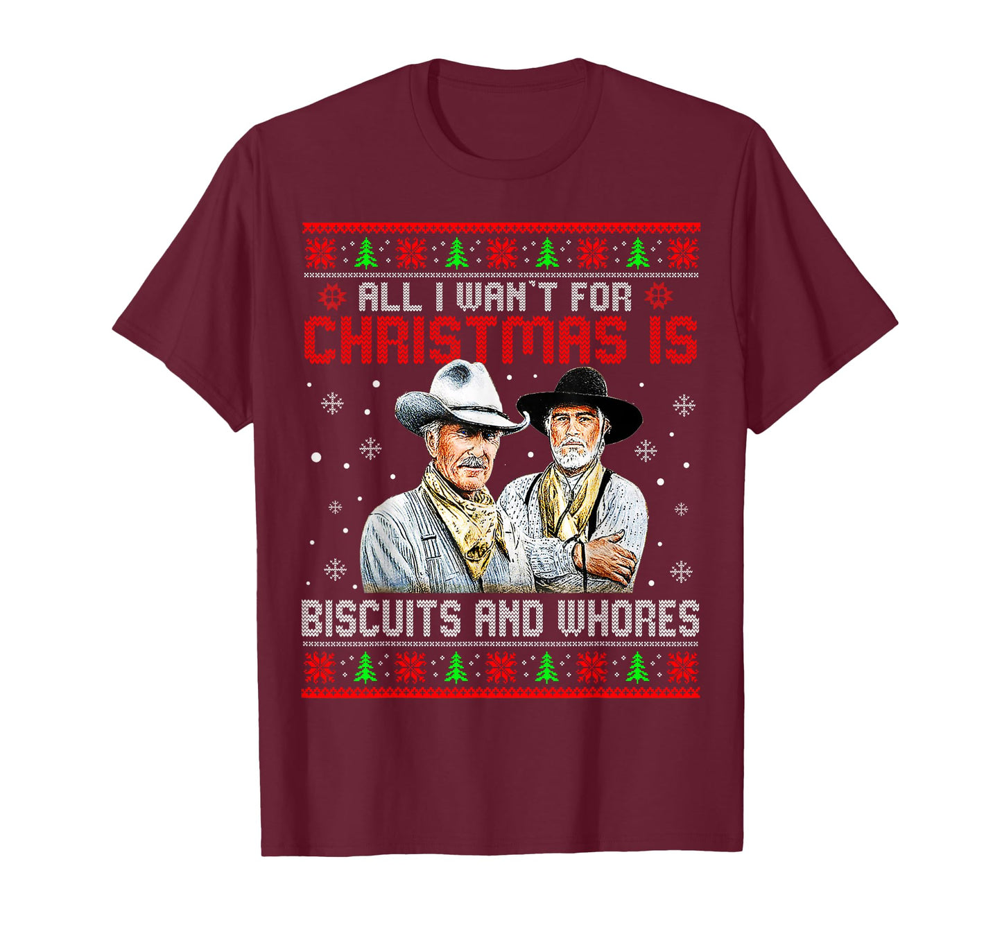 Western Cowboys Biscuits and Whores Christmas Ugly Sweater T-Shirt