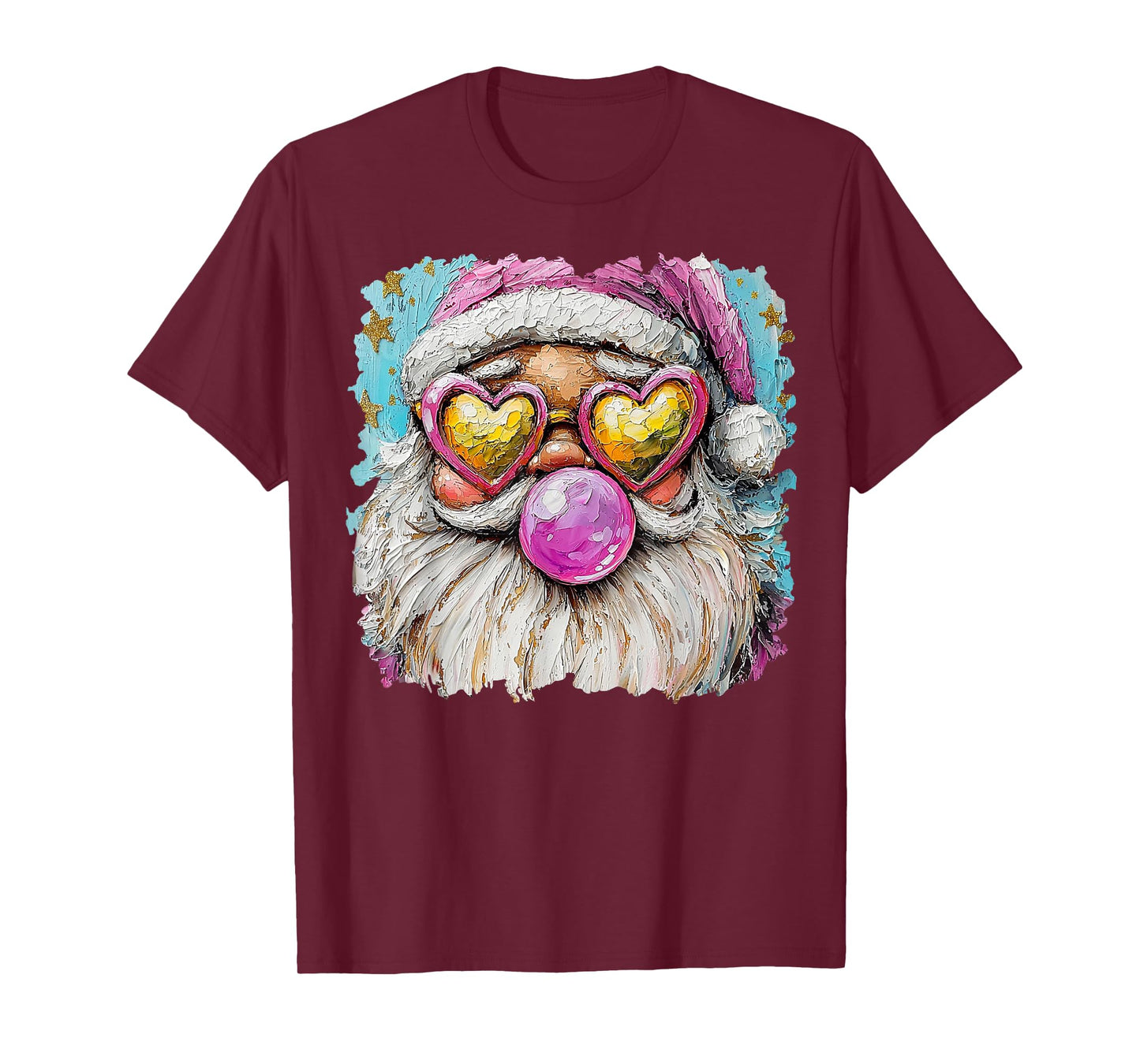 Santa Heart Glasses Christmas Art T-Shirt