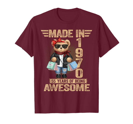 55 Year Old Made in 1970 Teddy Bear 55th Birthday Women Men T-Shirt