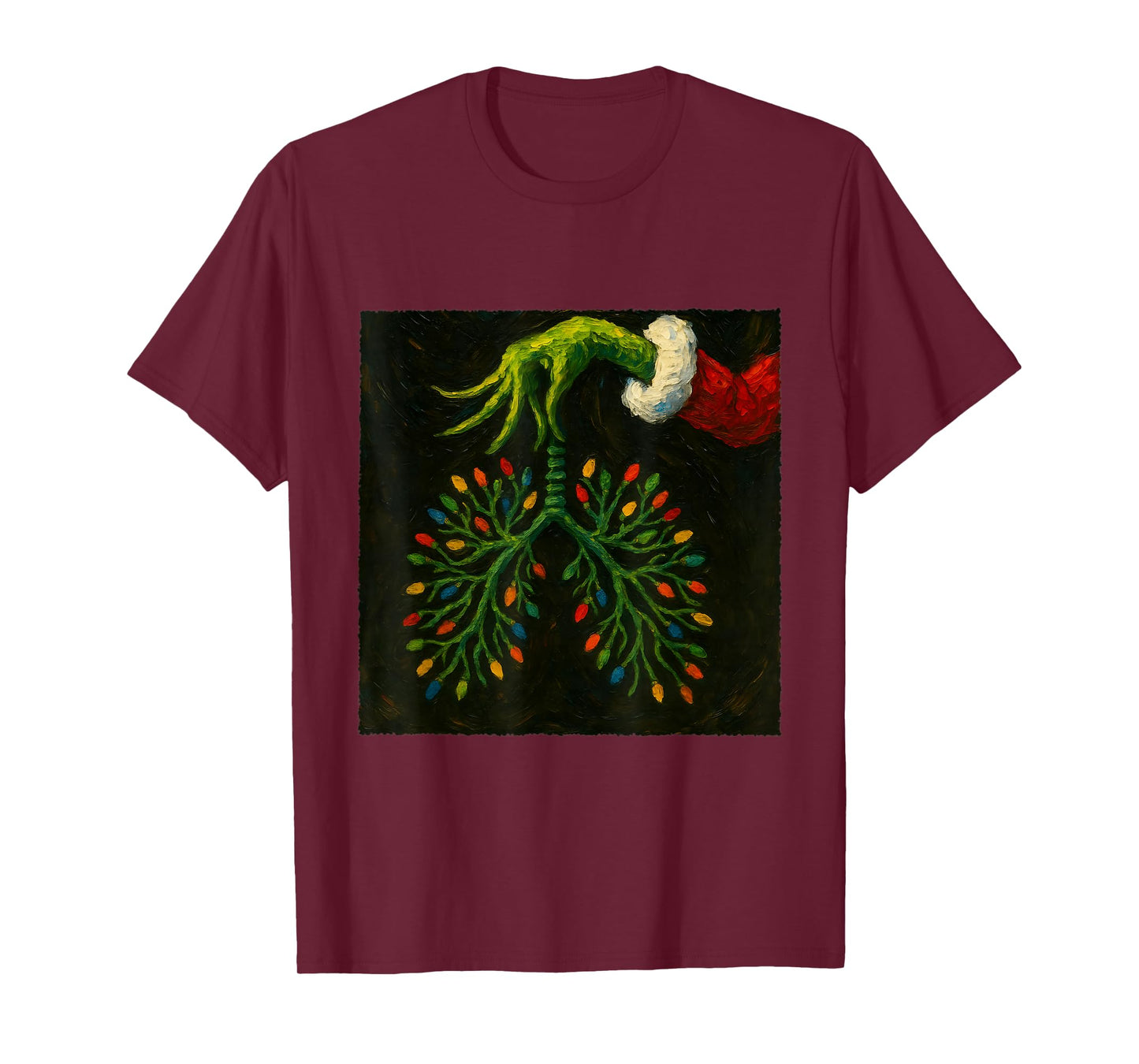 Funny Christmas RT Nurse Lung Lights Tee T-Shirt