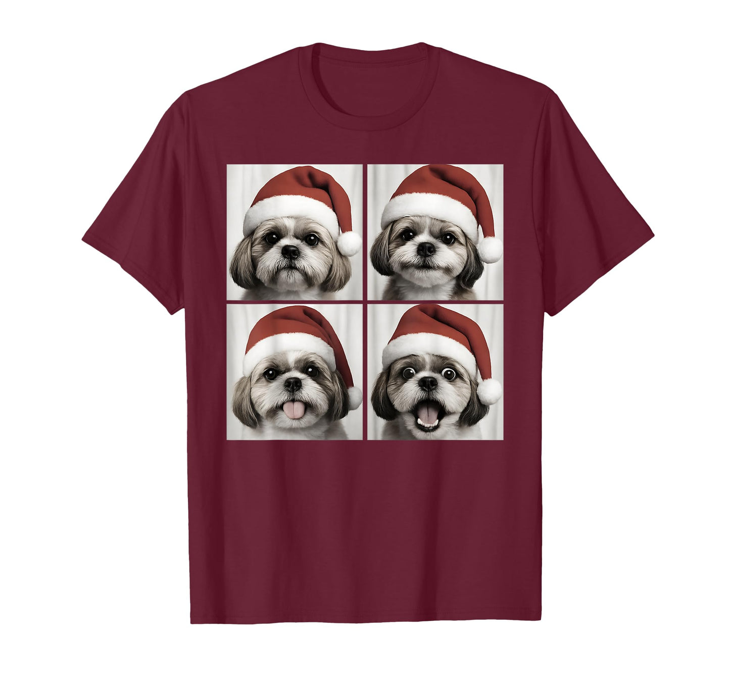 Funny Christmas Shih Tzu Santa Dog Lover Photo Booth T-Shirt