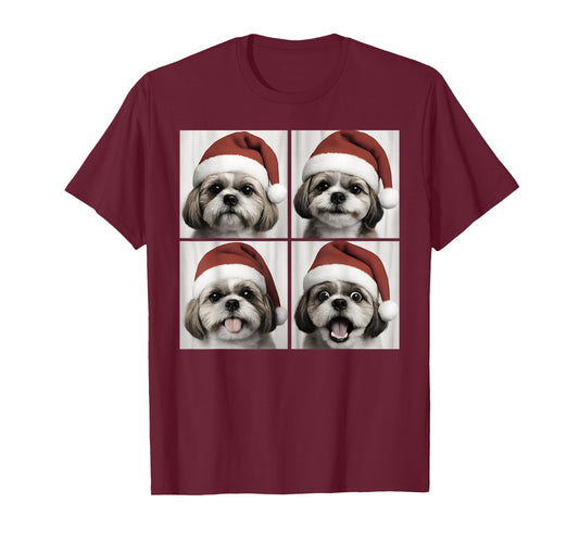 Funny Christmas Shih Tzu Santa Dog Lover Photo Booth T-Shirt