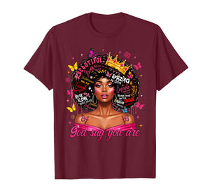 God Says You are Afro Melanin Queen Christian Girl Women T-Shirt
