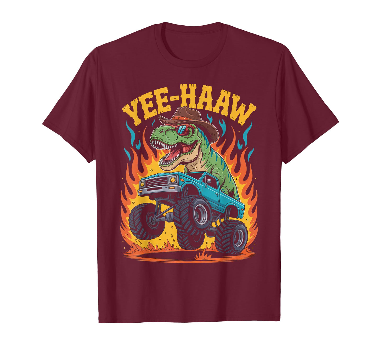Yee-Haaw Cowboy Dino Trex Country Monster Truck Dinosaur T-Shirt