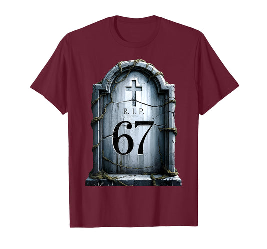 Six Seven Gravestone 67 RIP Tombstone Halloween T-Shirt
