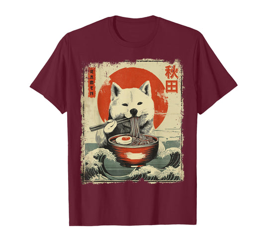 Akita Dog Vintage Ramen Japanese Noodles T-Shirt