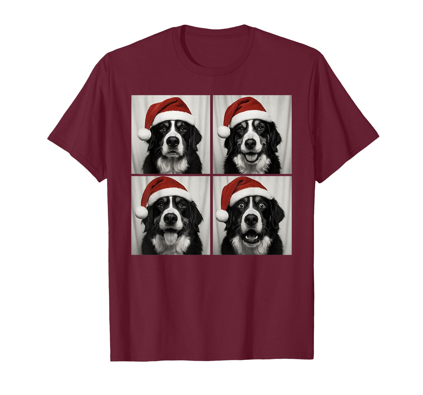 Funny Christmas Bernese Mountain Dog Santa Photo Booth T-Shirt
