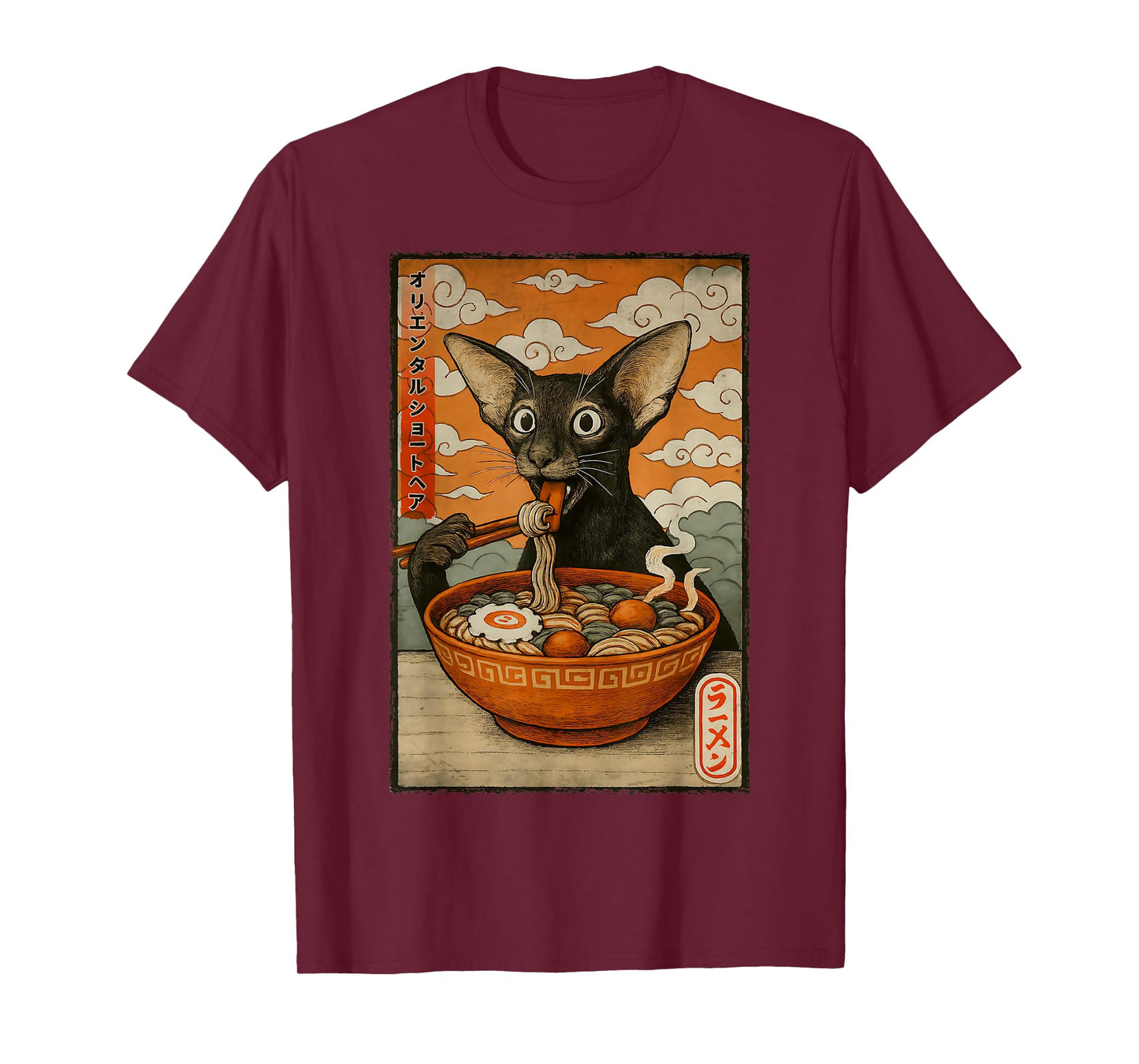 オリエンタルショートヘア Oriental Shorthair Cat Ramen Japanese Noodles T-Shirt
