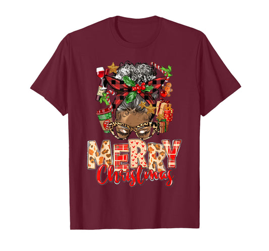African American Christmas African Black Xmas Mom Women T-Shirt